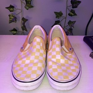 yellow and white checkered vans